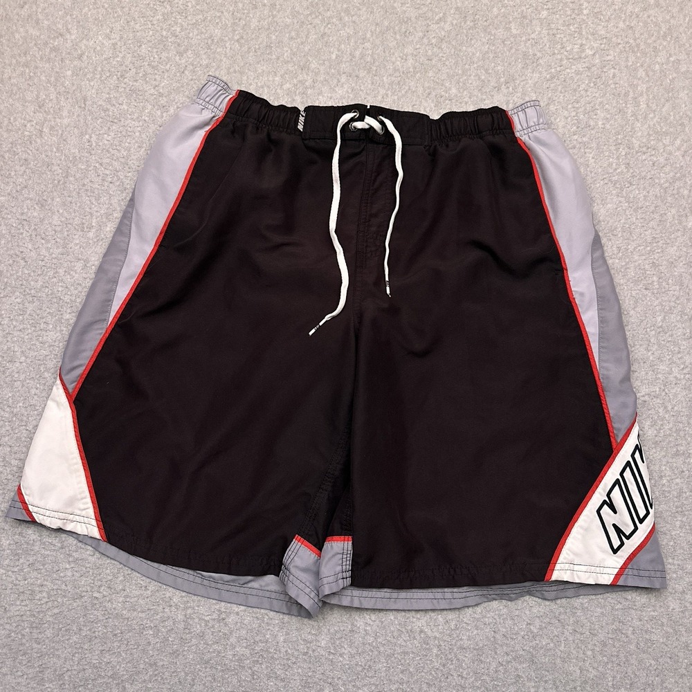 Nike Swim‎ Shorts Brief Lined Men's XL Black Beach Surf Drawstring 9.5" Inseam